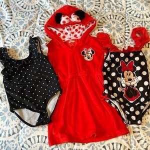 Disney Minnie Mouse Towel Hoodie Cover Up and Bathing Suits - 3T Toddler